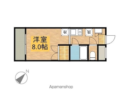 パラティーノ打越[1K/23.7m2]の間取図