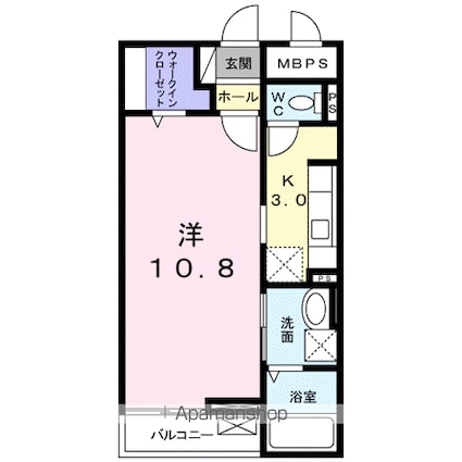 Ｓｕｎ　Ｓａｐｐｙ[1K/34.91m2]の間取図