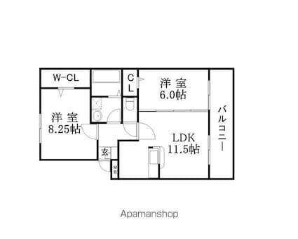 ヴァンサンカン[2LDK/60.84m2]の間取図