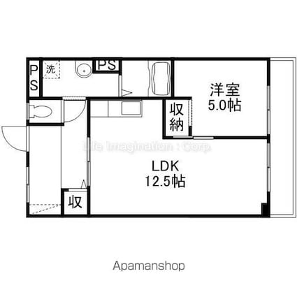 パンセハイツ近江[1LDK/47.3m2]の間取図