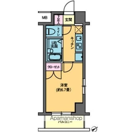 カスタリア要町[1K/22.3m2]の間取図