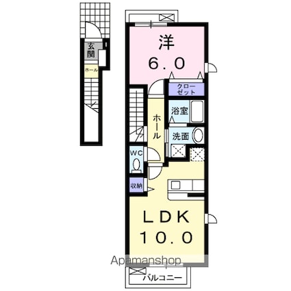 エリタージュＢ[1LDK/42.37m2]の間取図