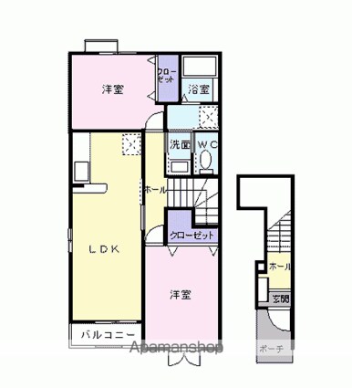 アンソレイエ　ヴィラ　Ⅰ[2LDK/57.02m2]の間取図