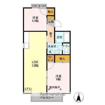 サンモールおゆみ野　Ｂ[2LDK/50.09m2]の間取図