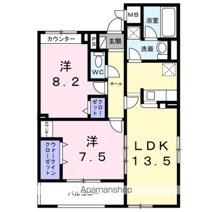 アーブルブリエ[2LDK/65.88m2]の間取図