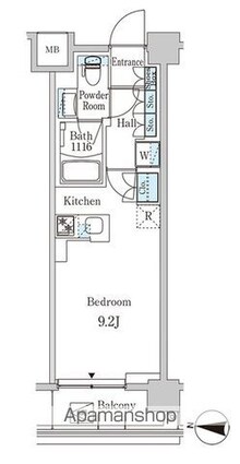 ジオエント中野弥生町[1R/25.18m2]の間取図