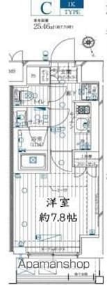 ＲＥＧＡＬＩＺ用賀[1K/25.46m2]の間取図