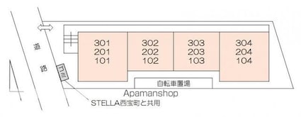 ＳＴＥＬＬＡⅡ西宝町[1K/29.16m2]の配置図