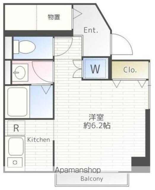 ルミエール中野[1K/25.9m2]の間取図