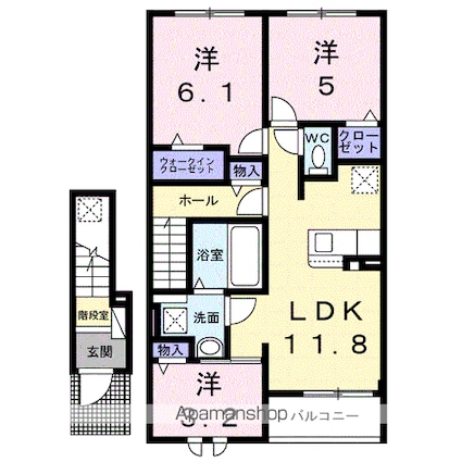ポンテ　アルト　池上　Ｂ[3LDK/62.1m2]の間取図