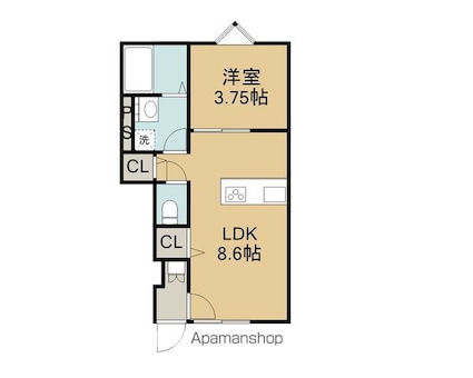 ＥＬＦ妻鳥[1LDK/29.41m2]の間取図