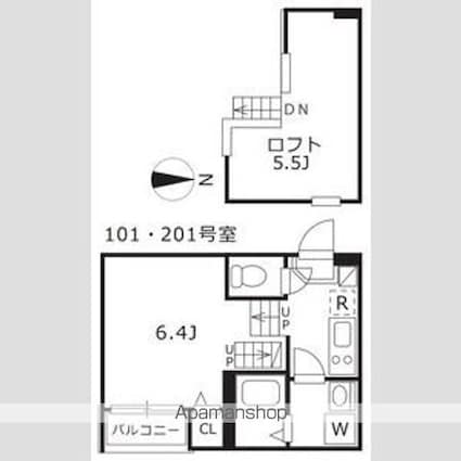 ハーモニーテラス水切町[1K/20.68m2]の間取図