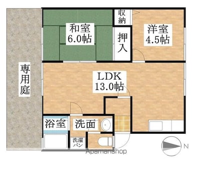 コーポラスグリーン[2LDK/49.41m2]の間取図