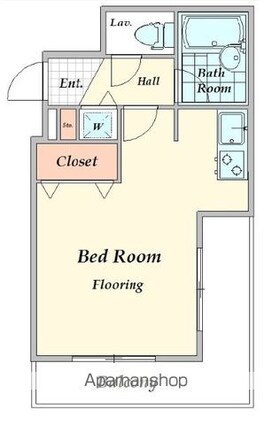 プラネット市ヶ谷[1K/22.16m2]の間取図