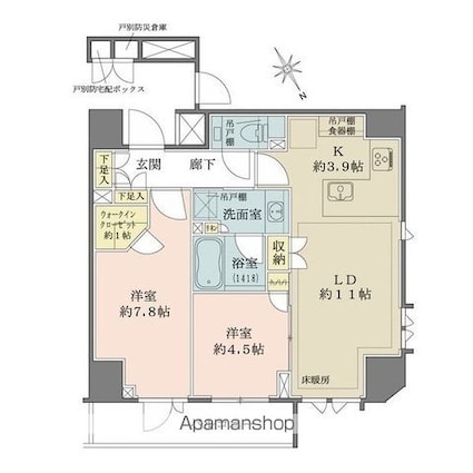 ザ・パークハウス北青山[2LDK/60.87m2]の間取図