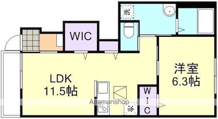 アンジュアジュール[1LDK/46m2]の間取図
