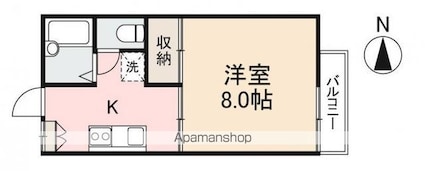 香川県高松市高松町[1K/26.5m2]の間取図
