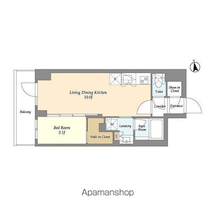 ＡＩＦＬＡＴ品川戸越パークサイド[1LDK/34.27m2]の間取図
