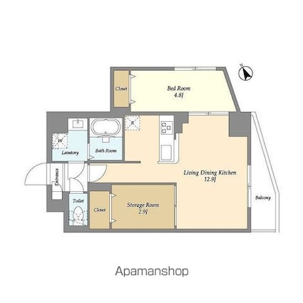 アルファコート曳舟２[1SLDK/47.21m2]の間取図