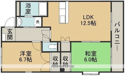 宮城県仙台市若林区荒井１丁目[2LDK/57.86m2]の間取図