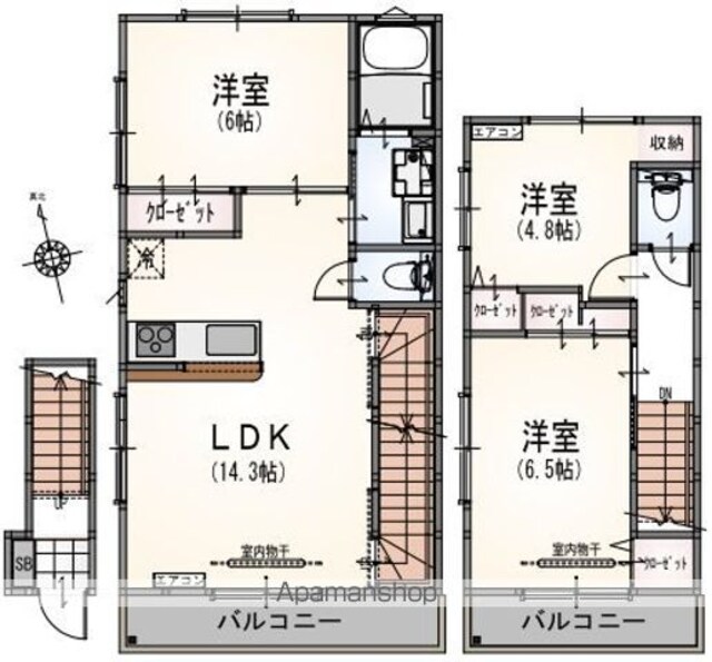 Ｌａ　Ｒ＆２３３ｓｉｄｅｎｃｅ　Ｃｈｉｃ[3LDK/76.7m2]の間取図