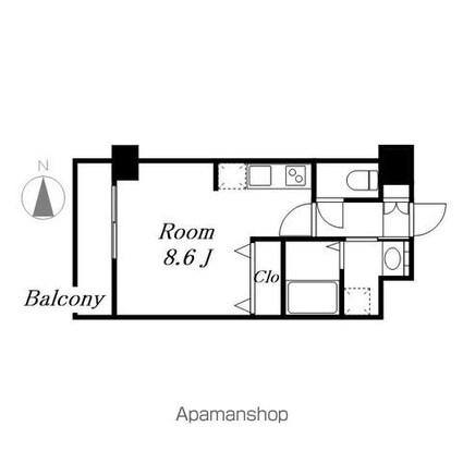 パルティール金山[1R/24.05m2]の間取図