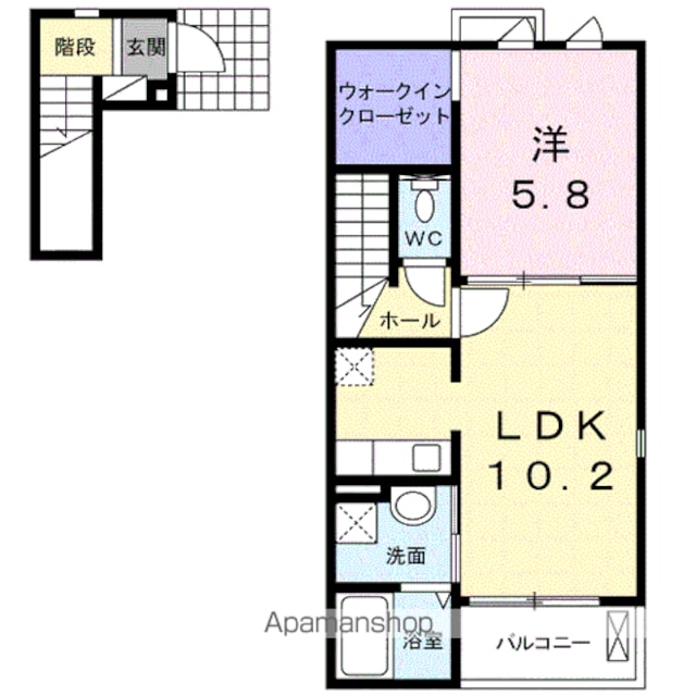 ヴィクトワールＢ[1LDK/43.8m2]の間取図
