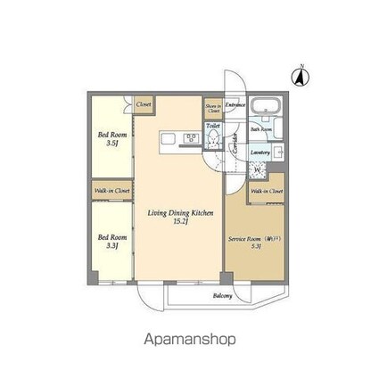 東京都練馬区中村３丁目[2SLDK/58.5m2]の間取図