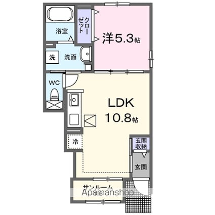 ラ・ルミエール土器町西Ⅲ[1LDK/40.02m2]の間取図