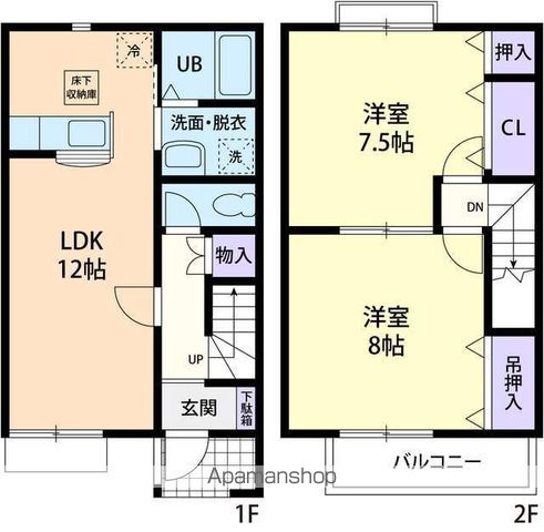 鹿嶋市港ケ丘のアパートの間取り