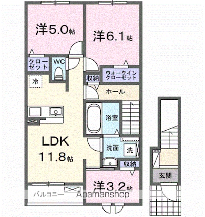 アルス・リガーレ[3LDK/62.1m2]の間取図