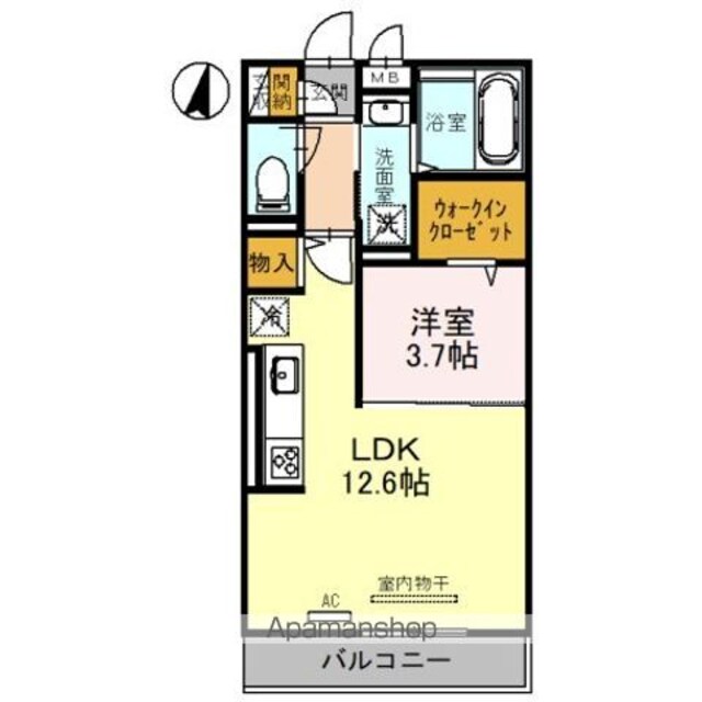 和歌山県和歌山市田中町２丁目[1LDK/41.7m2]の間取図
