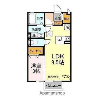 ソレイユ・レバン[1LDK/33.39m2]の間取図