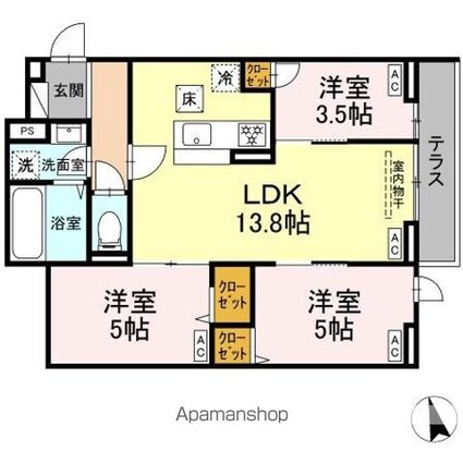 東京都練馬区下石神井３丁目[3LDK/59.66m2]の間取図