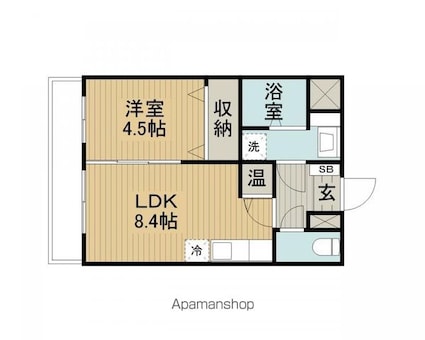 ディアコート[1LDK/33.5m2]の間取図