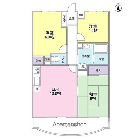 小平市天神町のマンションの間取り