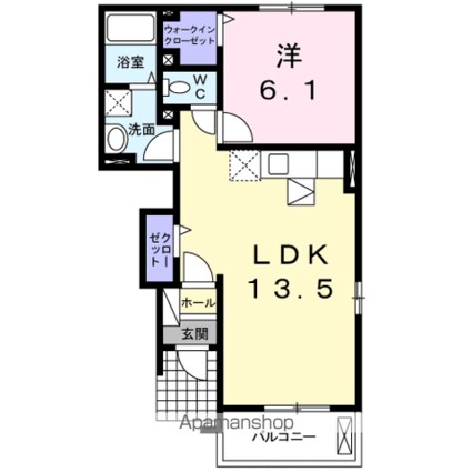 アンジュ・ソレイユＡ[1LDK/44.7m2]の間取図