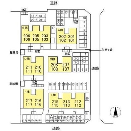 セジュールミキ　Ｂ棟[2DK/50.38m2]の配置図