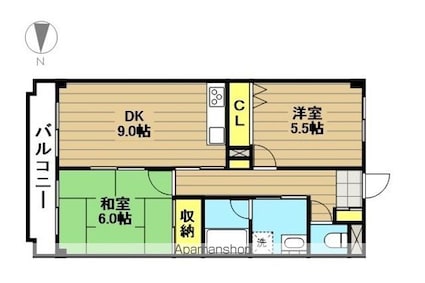 勇コーポ[2DK/50m2]の間取図