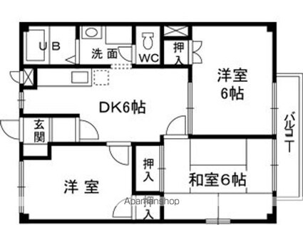 サンリバー２１[3DK/52.17m2]の間取図