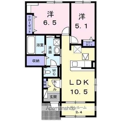 カイアーノ[2LDK/56.69m2]の間取図