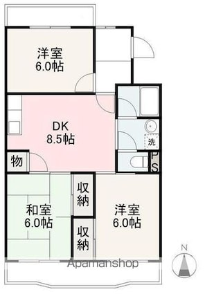 宮武マンション[3DK/64.7m2]の間取図