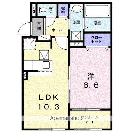 リ・ブラン[1LDK/45.02m2]の間取図
