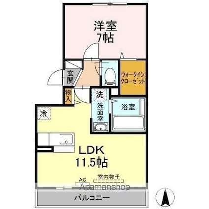 サンフラワー今里[1LDK/43.33m2]の間取図
