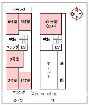 レーベンイケダ第３ビル[1DK/26.6m2]の配置図