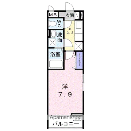 グレイスヴィラ　Ⅱ[1K/26.09m2]の間取図