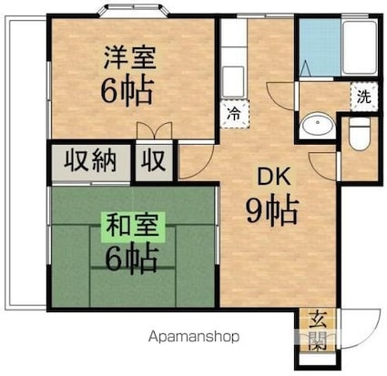 ペアヒル高幡Ⅱ[2DK/43.8m2]の間取図