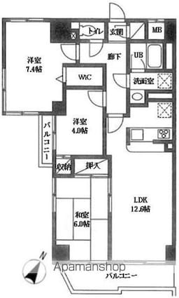 ＫＤＸレジデンス二子玉川[3LDK/69.04m2]の間取図