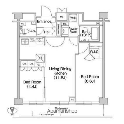 コンフォリア駒場[2LDK/53.13m2]の間取図