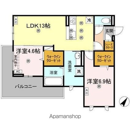 リエートパーク[2LDK/61.22m2]の間取図